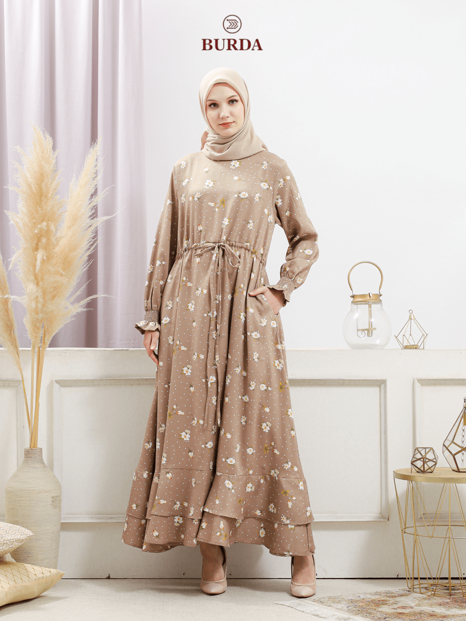 Burdaclothing Women's Beige Floral Dress (Copy)