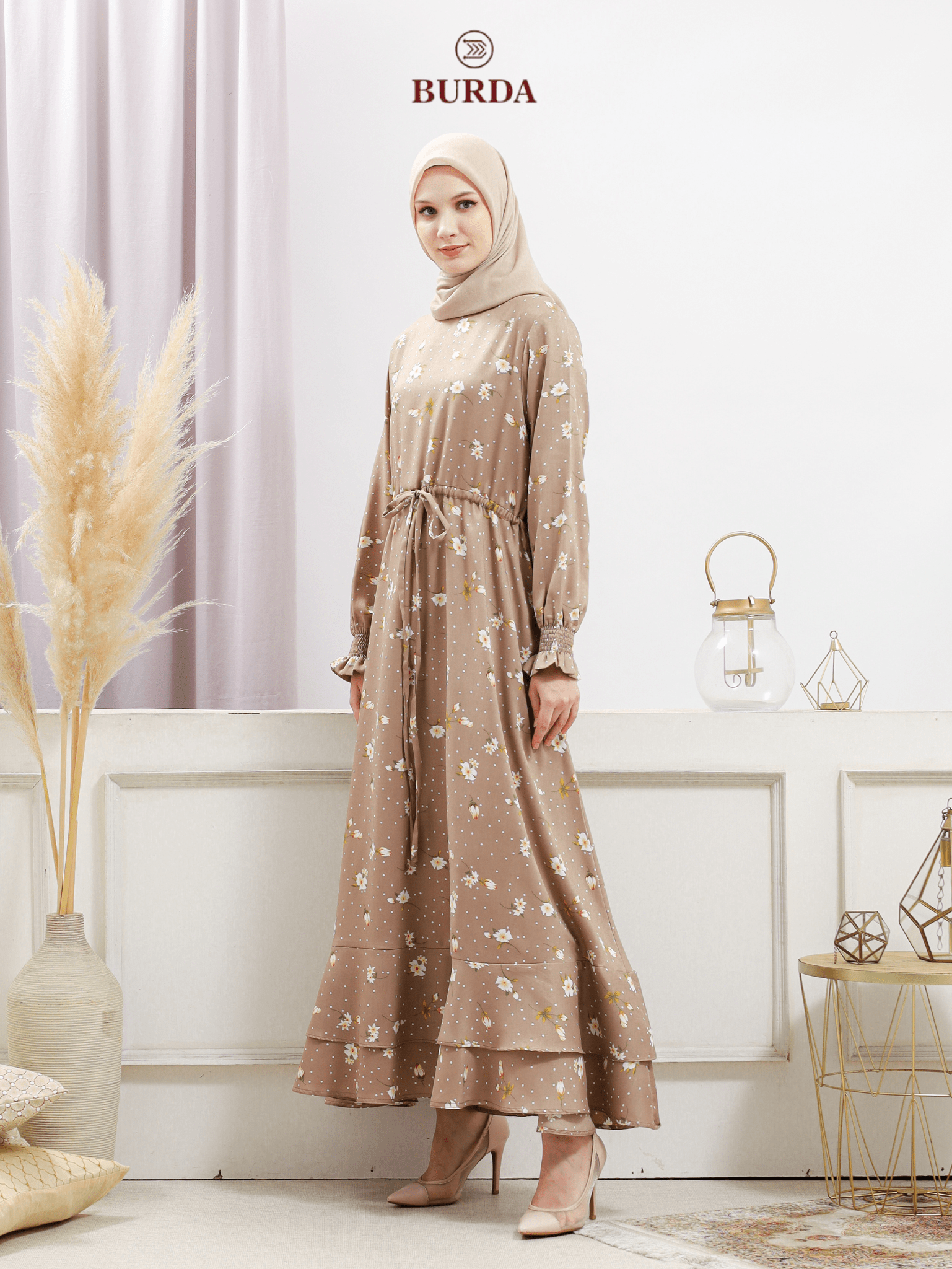 Burdaclothing Women's Beige Floral Dress (Copy)