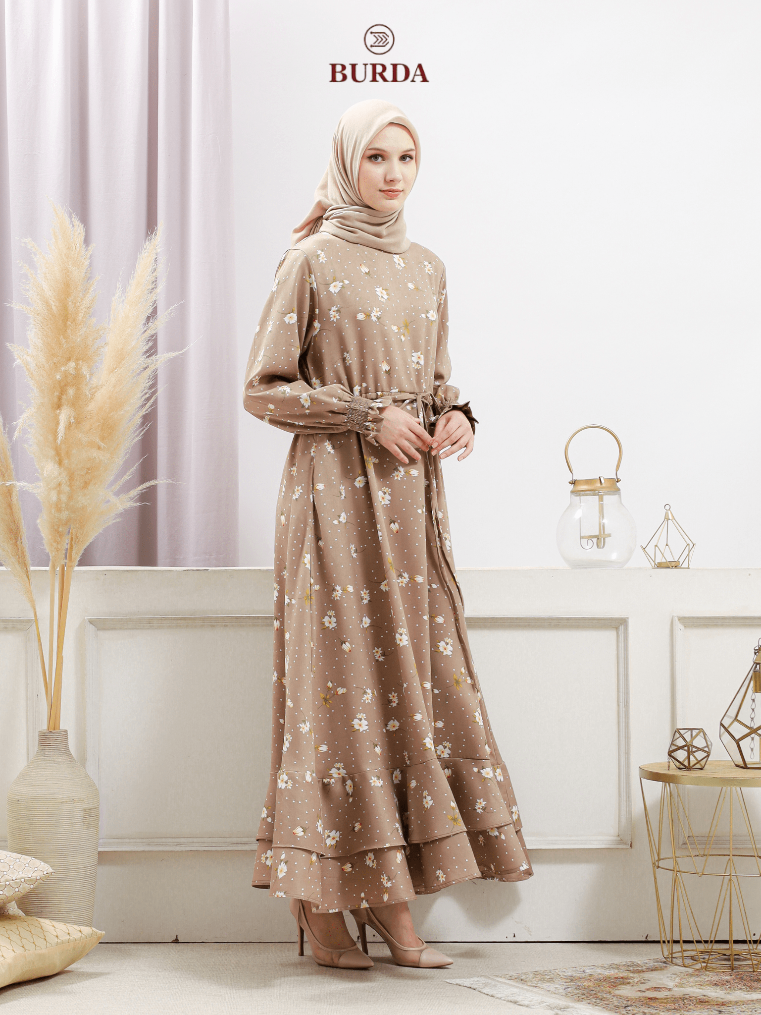 Burdaclothing Women's Beige Floral Dress (Copy)