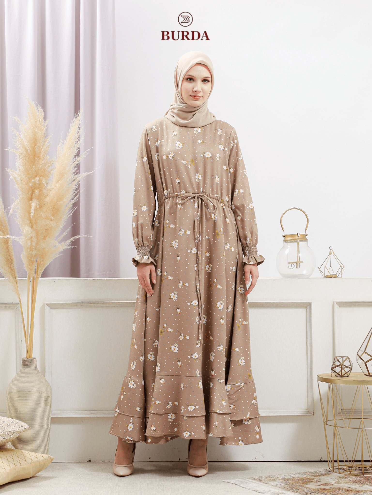 Burdaclothing Women's Beige Floral Dress (Copy)