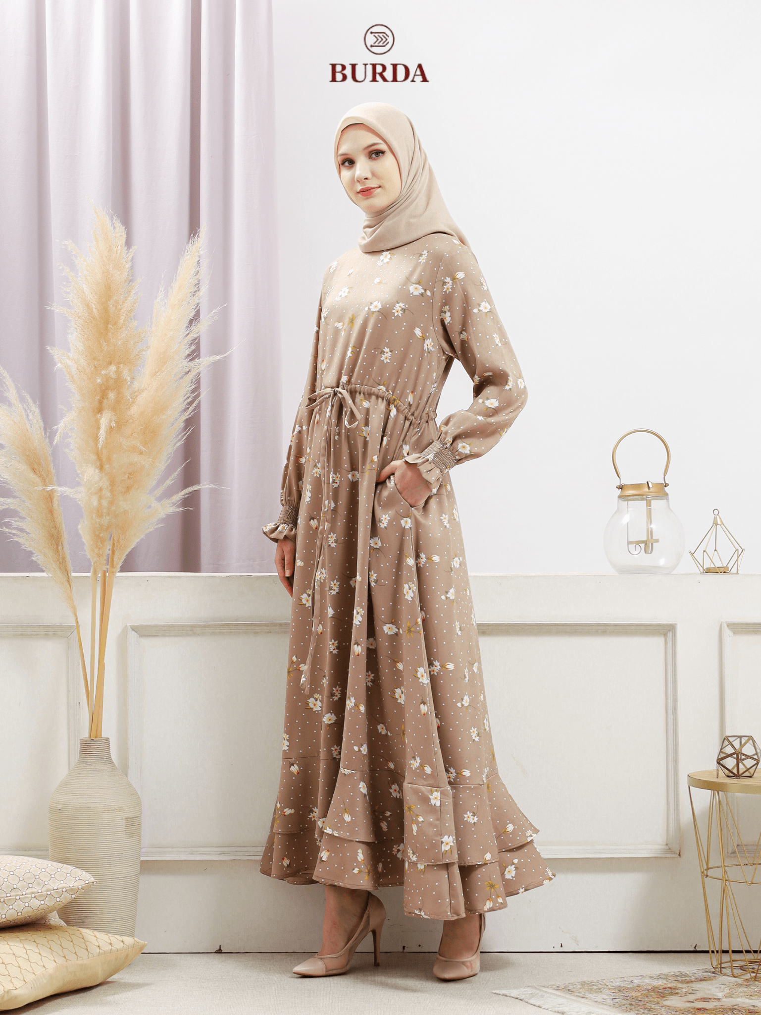 Burdaclothing Women's Beige Floral Dress (Copy)