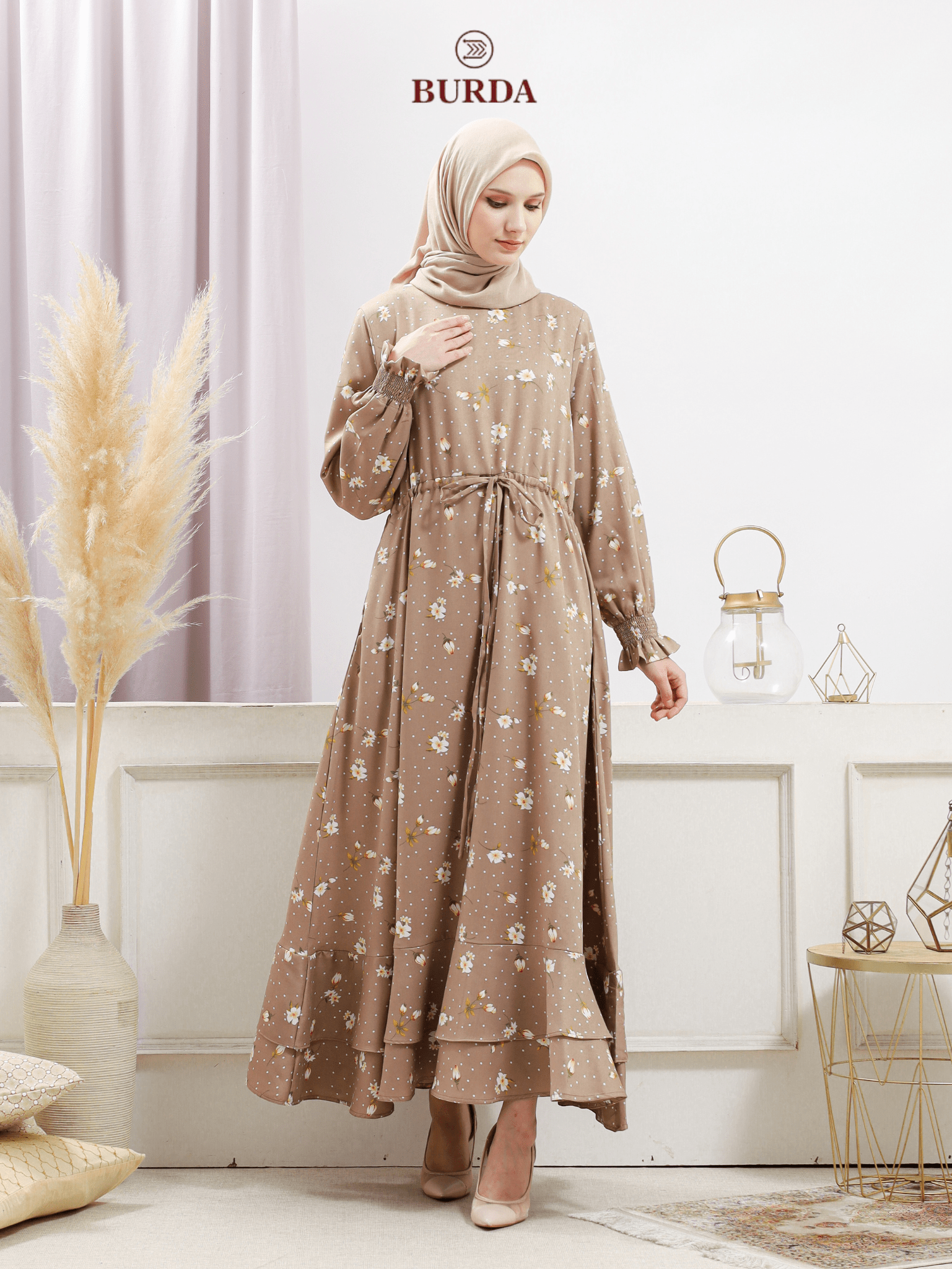 Burdaclothing Women's Beige Floral Dress (Copy)