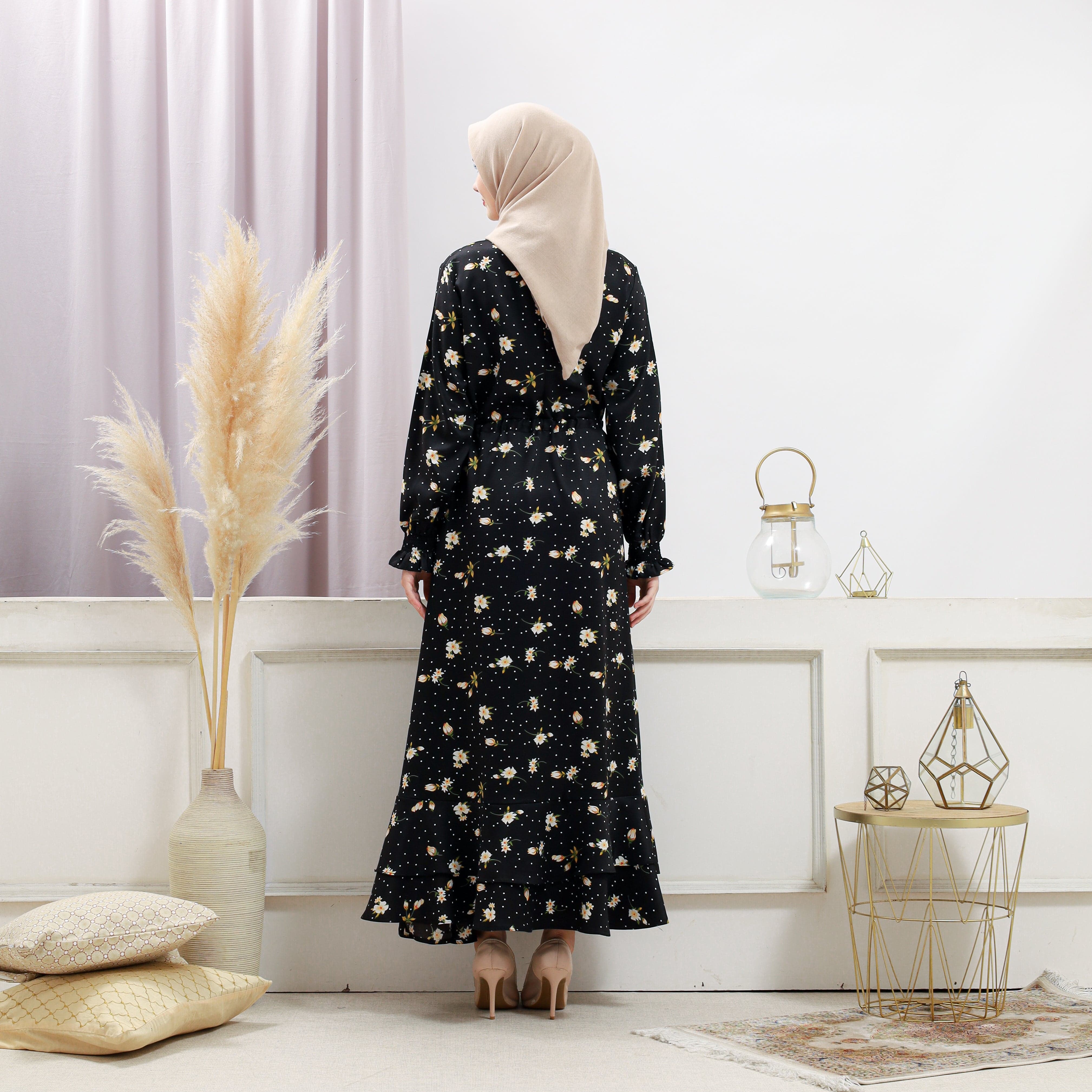 Burdaclothing Women's Black Floral Dress