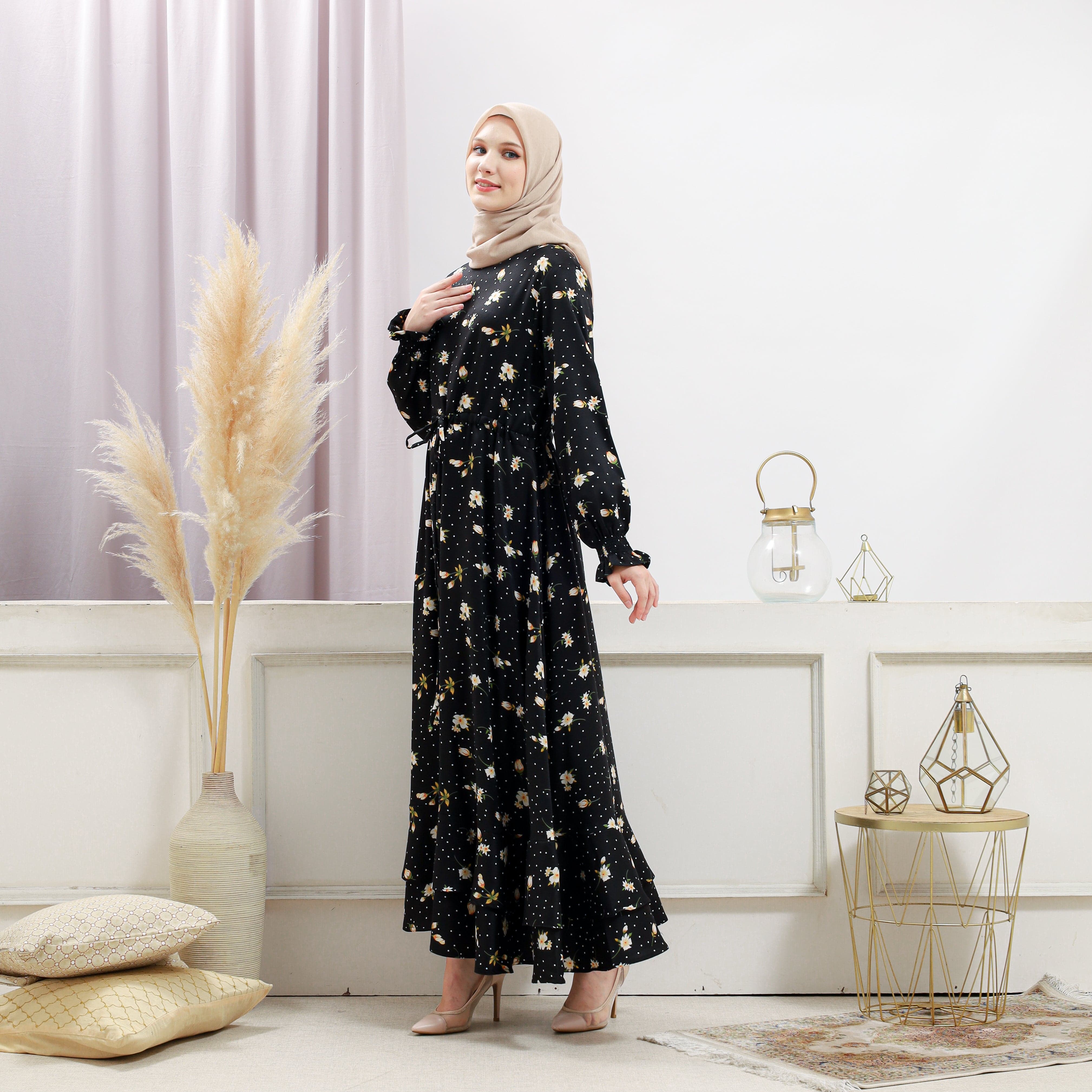 Burdaclothing Women's Black Floral Dress