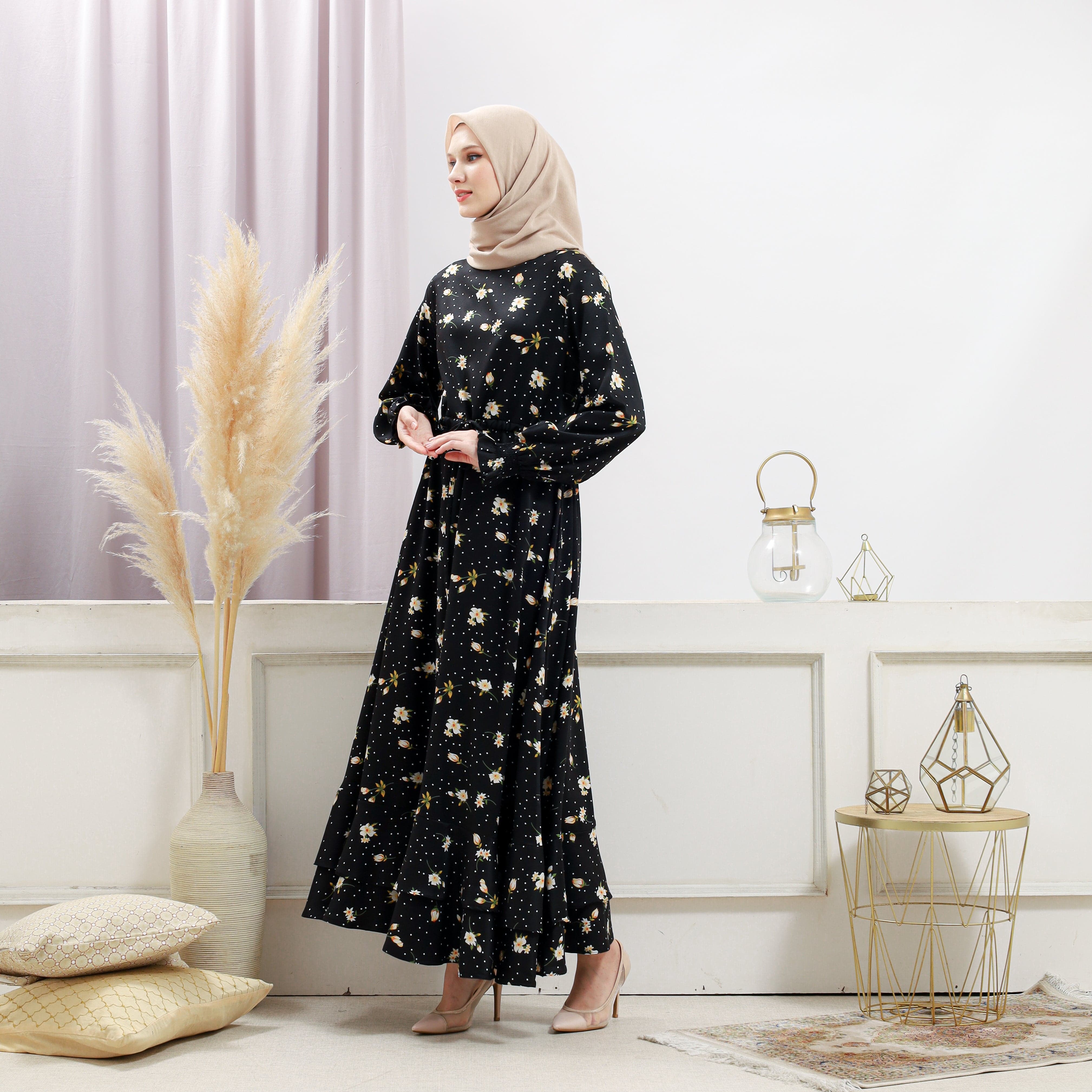 Burdaclothing Women's Black Floral Dress