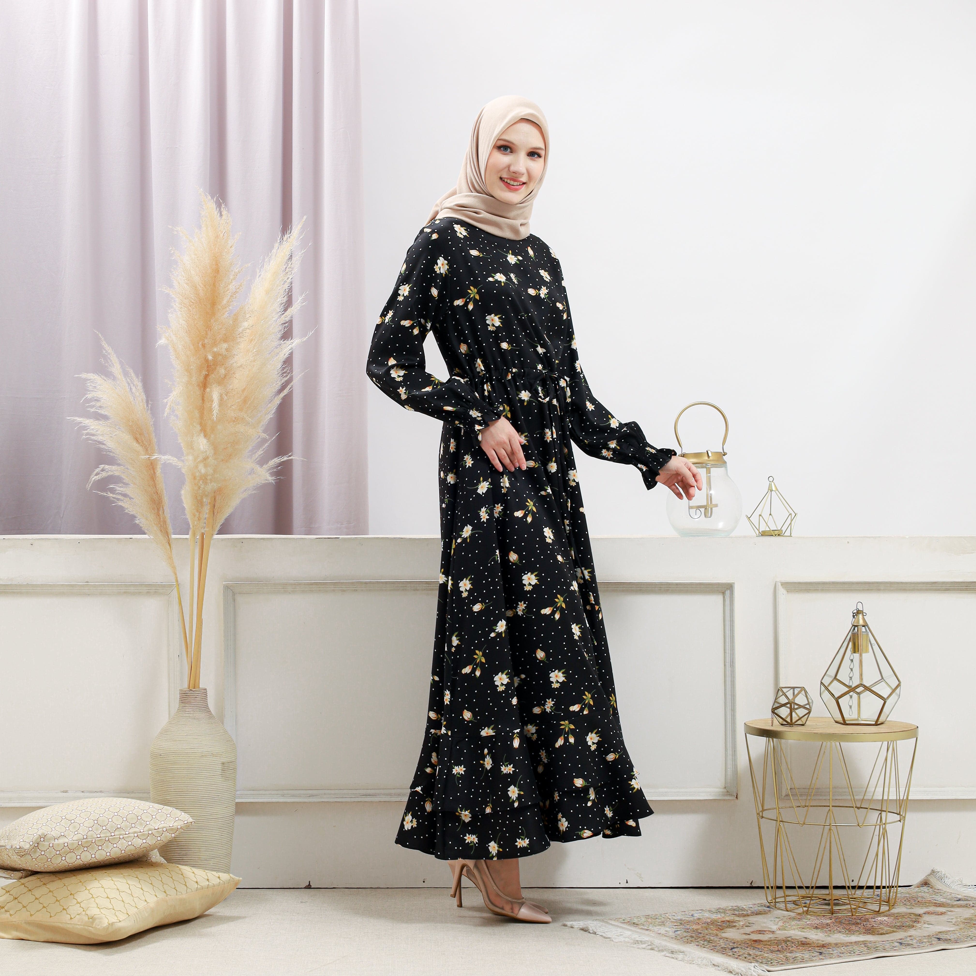 Burdaclothing Women's Black Floral Dress