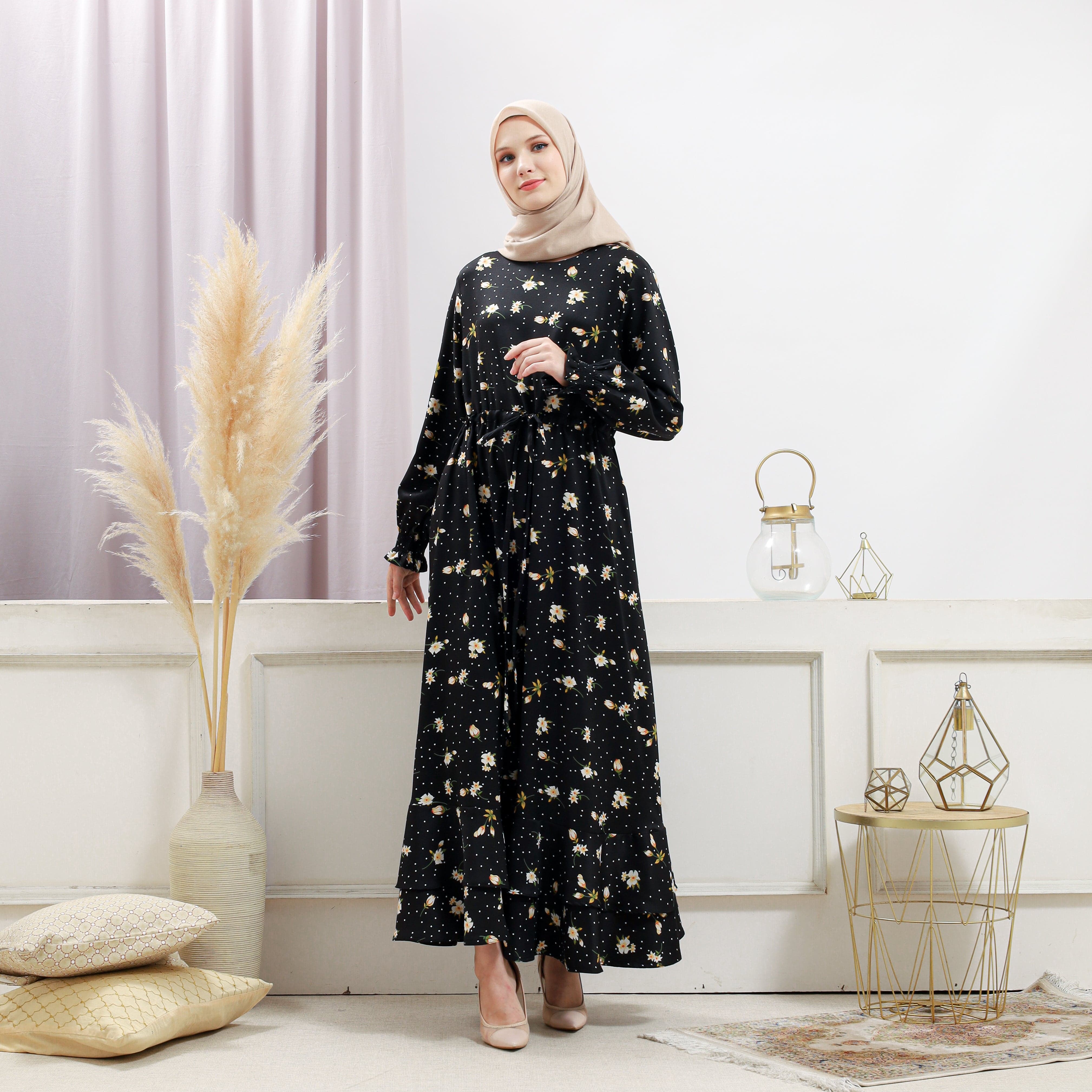 Burdaclothing Women's Black Floral Dress