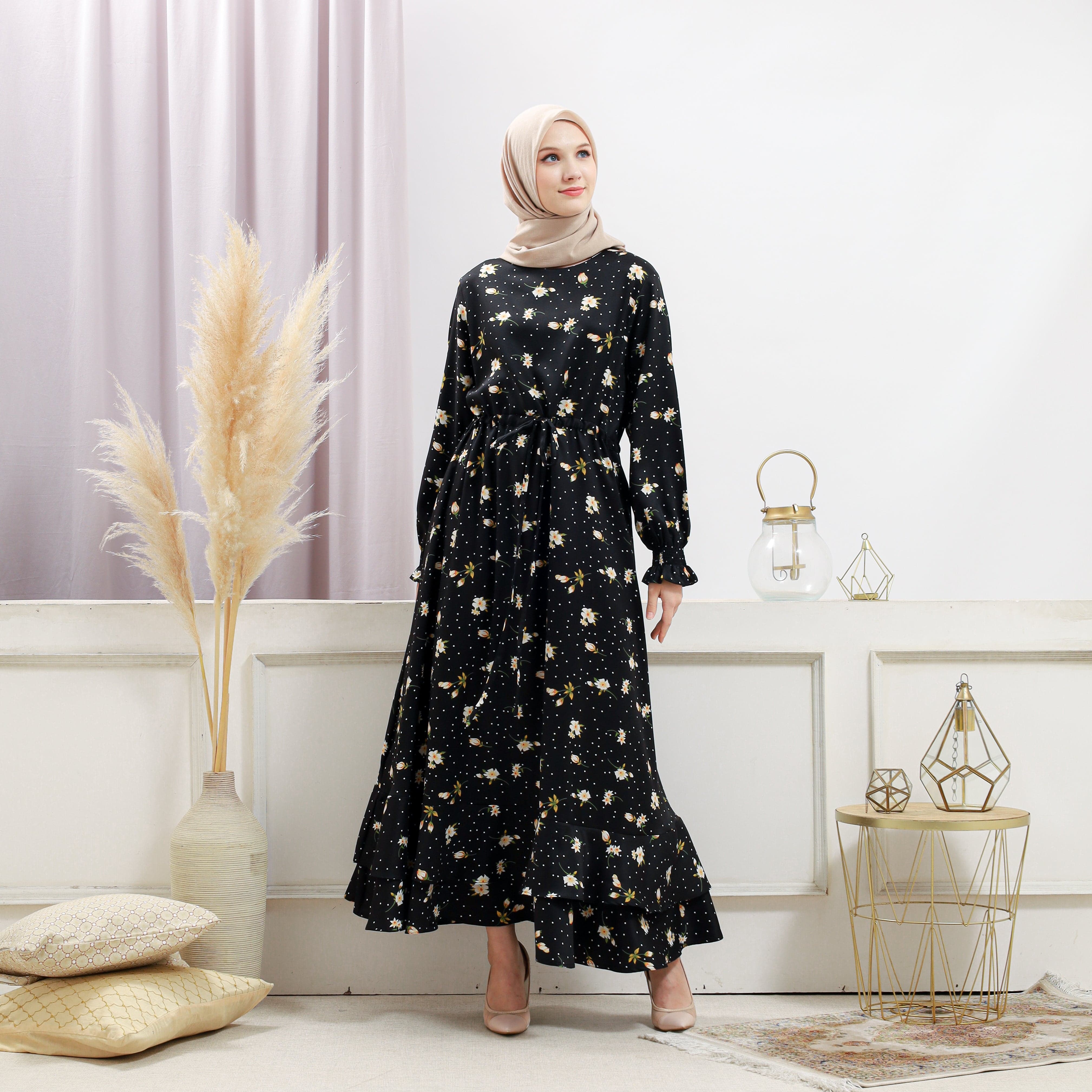 Burdaclothing Women's Black Floral Dress