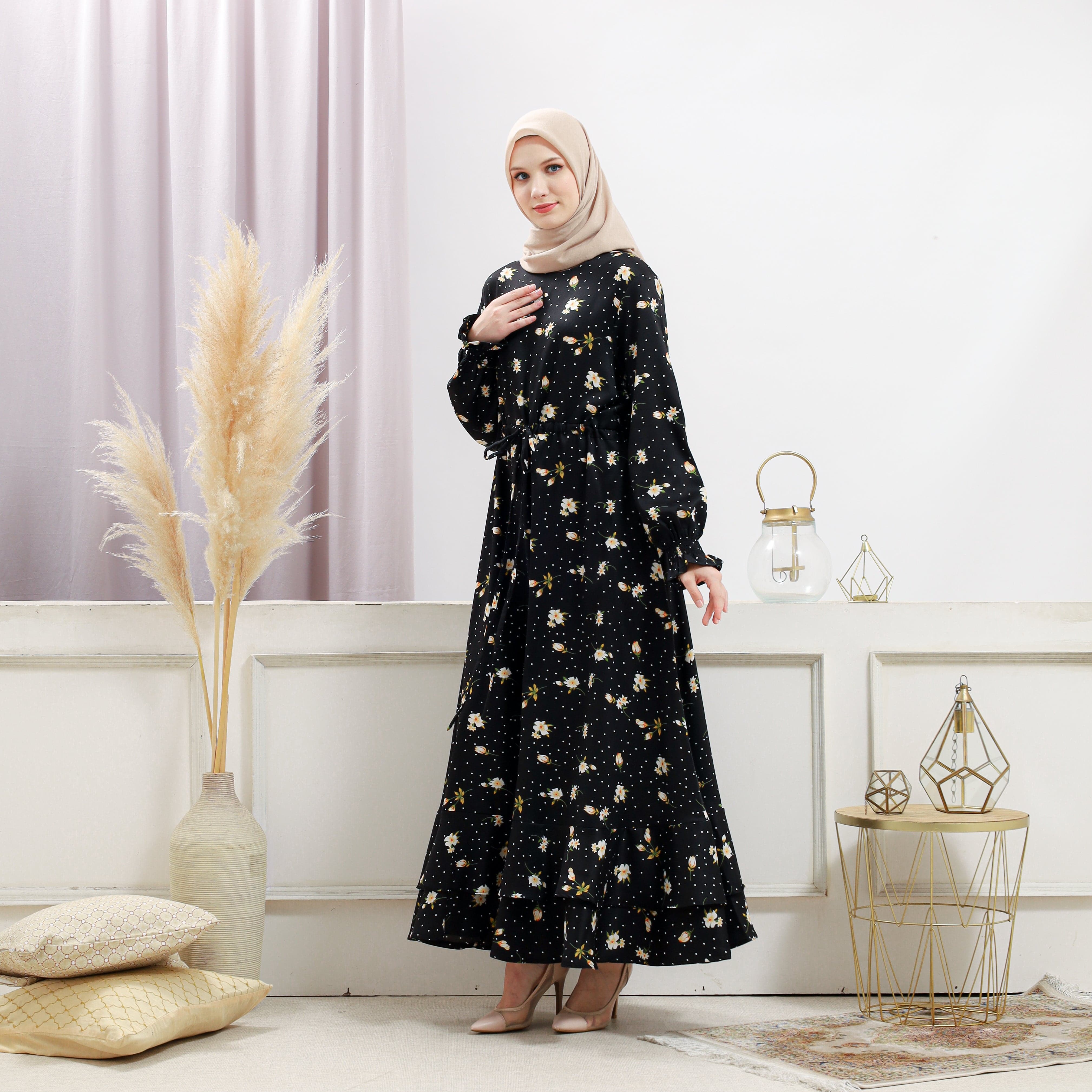 Burdaclothing Women's Black Floral Dress