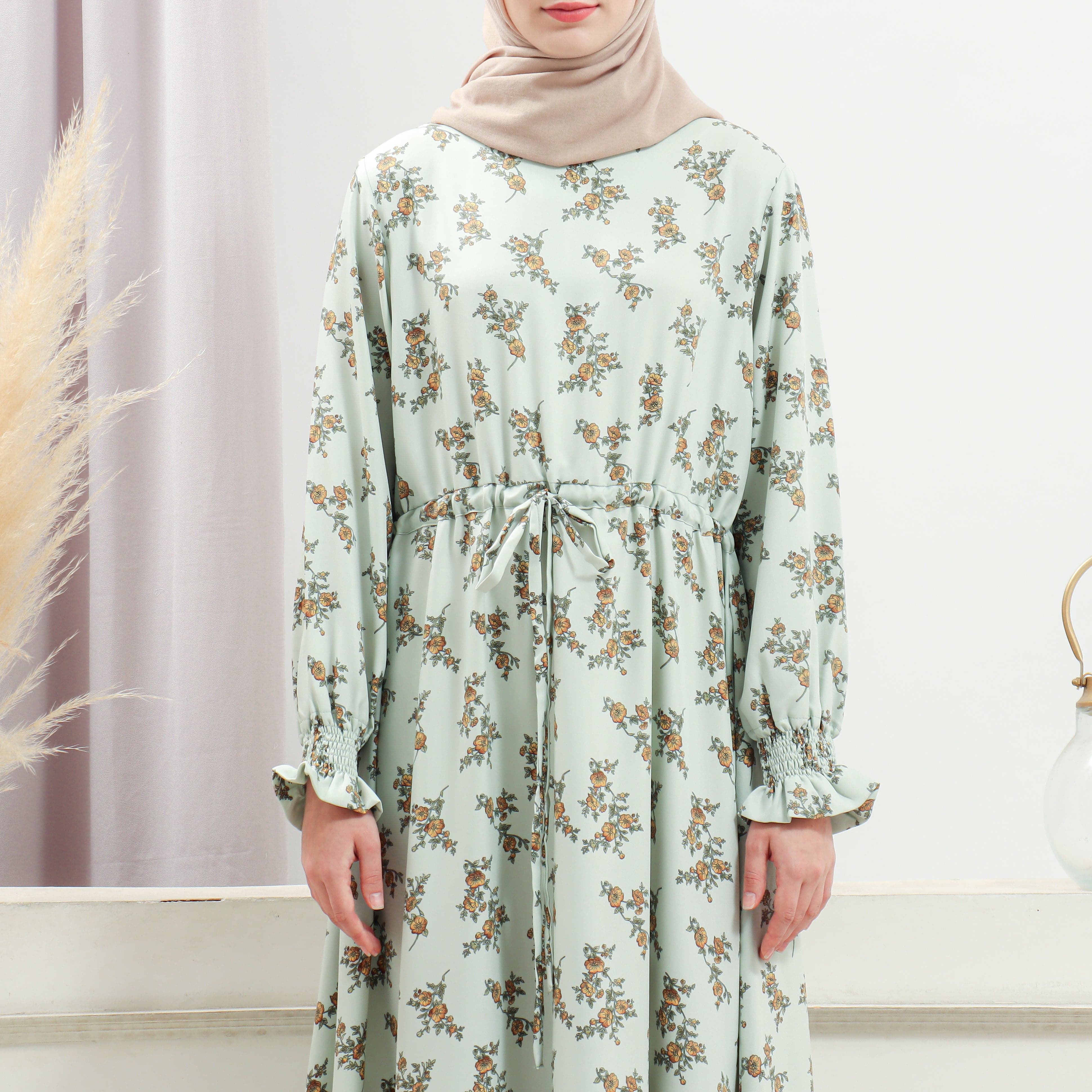 Burdaclothing Women's Light Green Floral Dress