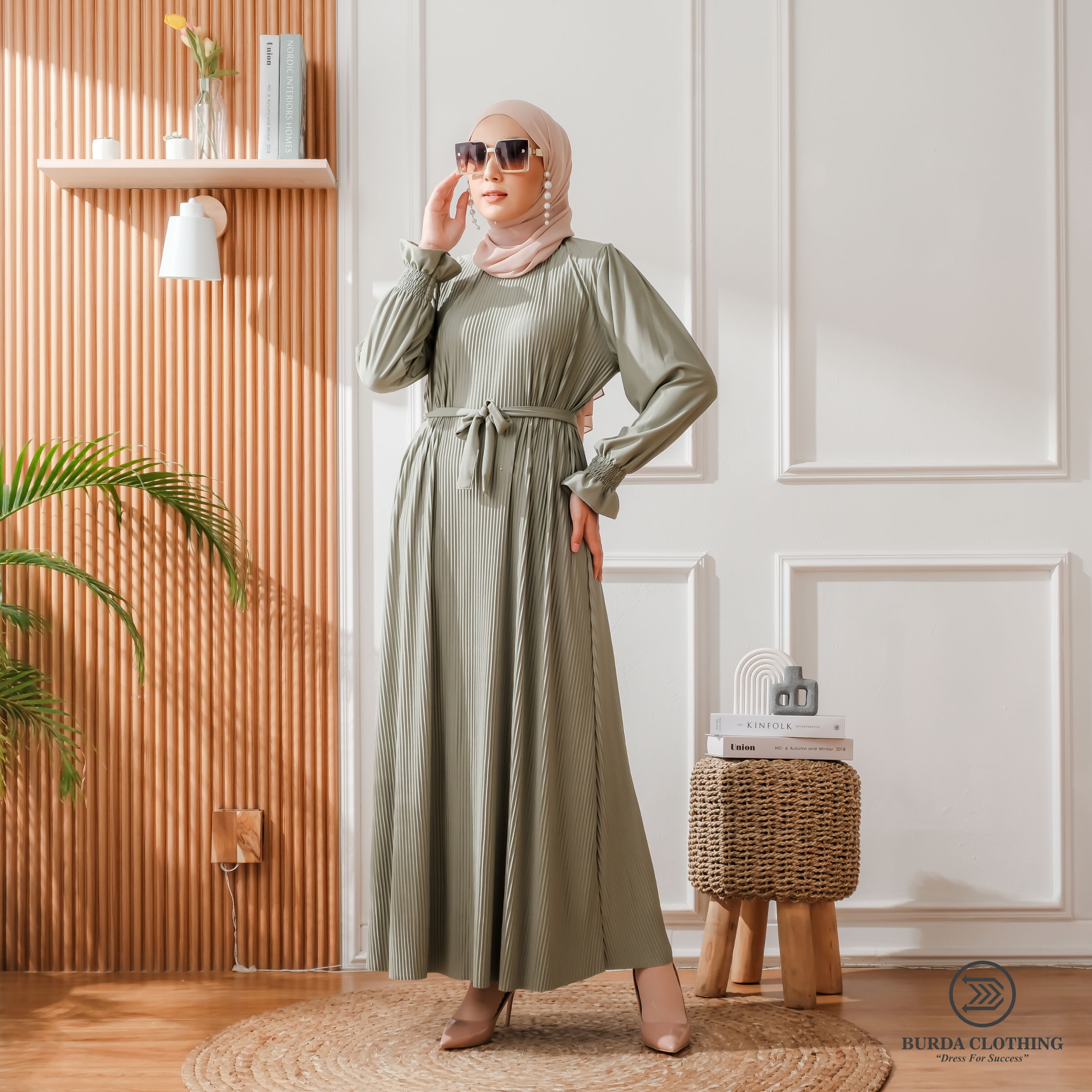 Women's Plain Dress Green by Burdaclothing