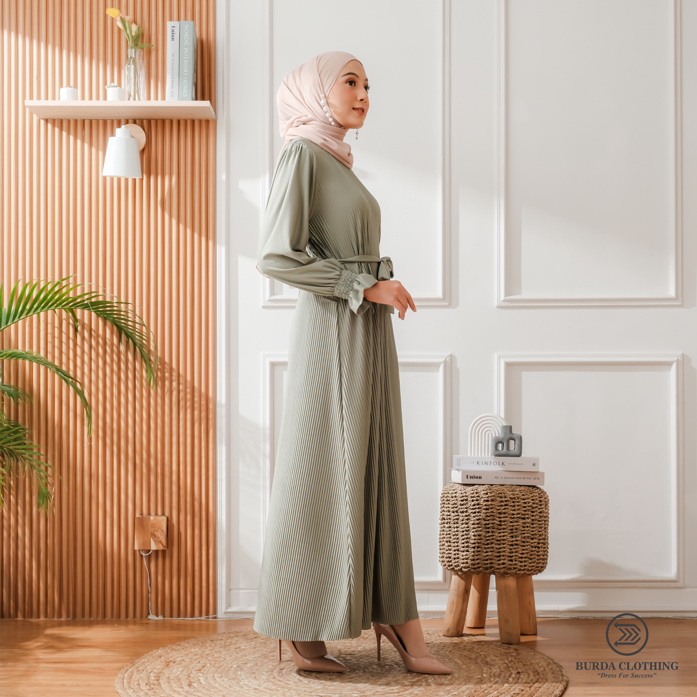 Women's Plain Dress Green by Burdaclothing