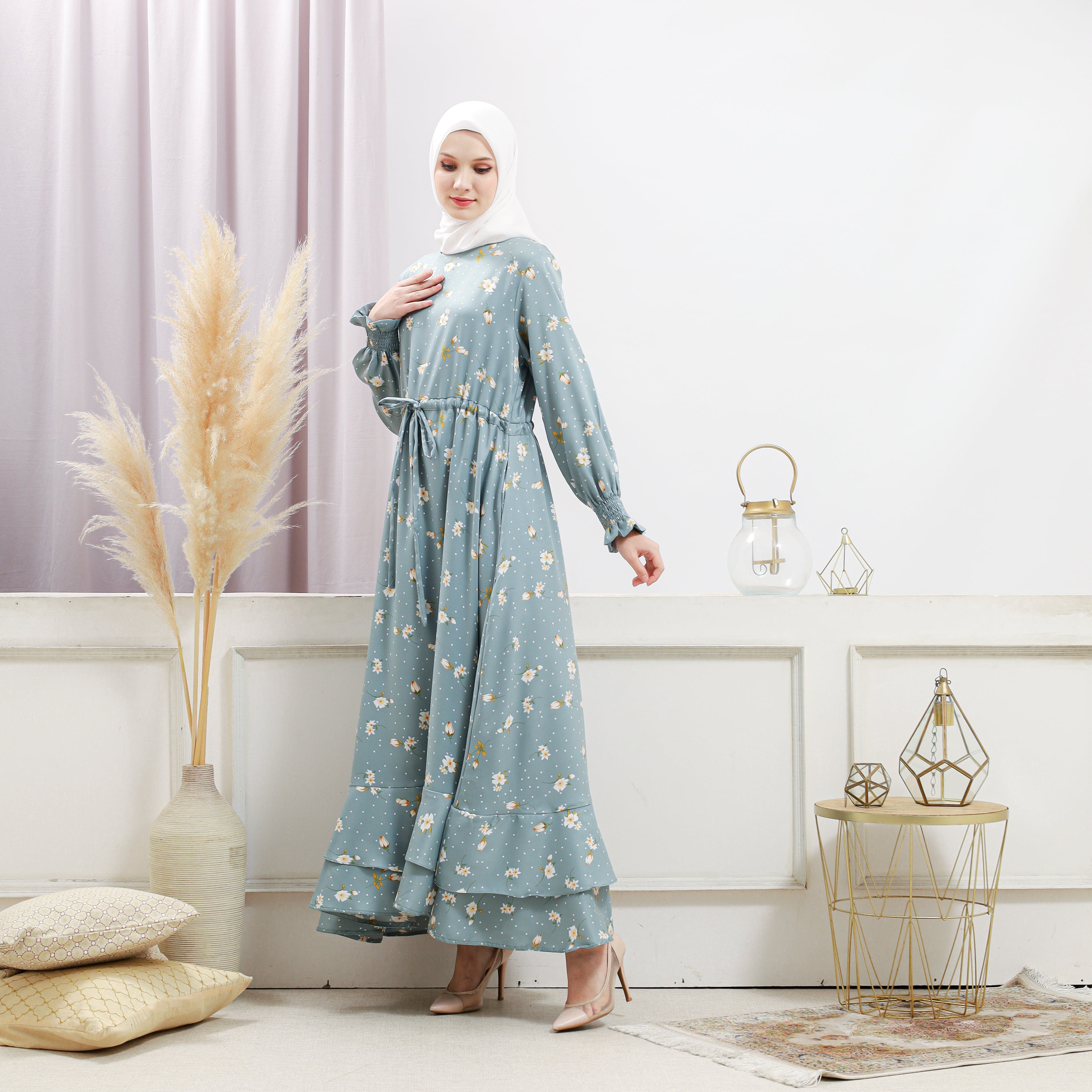 Burdaclothing Women's Turquoise Floral Dress