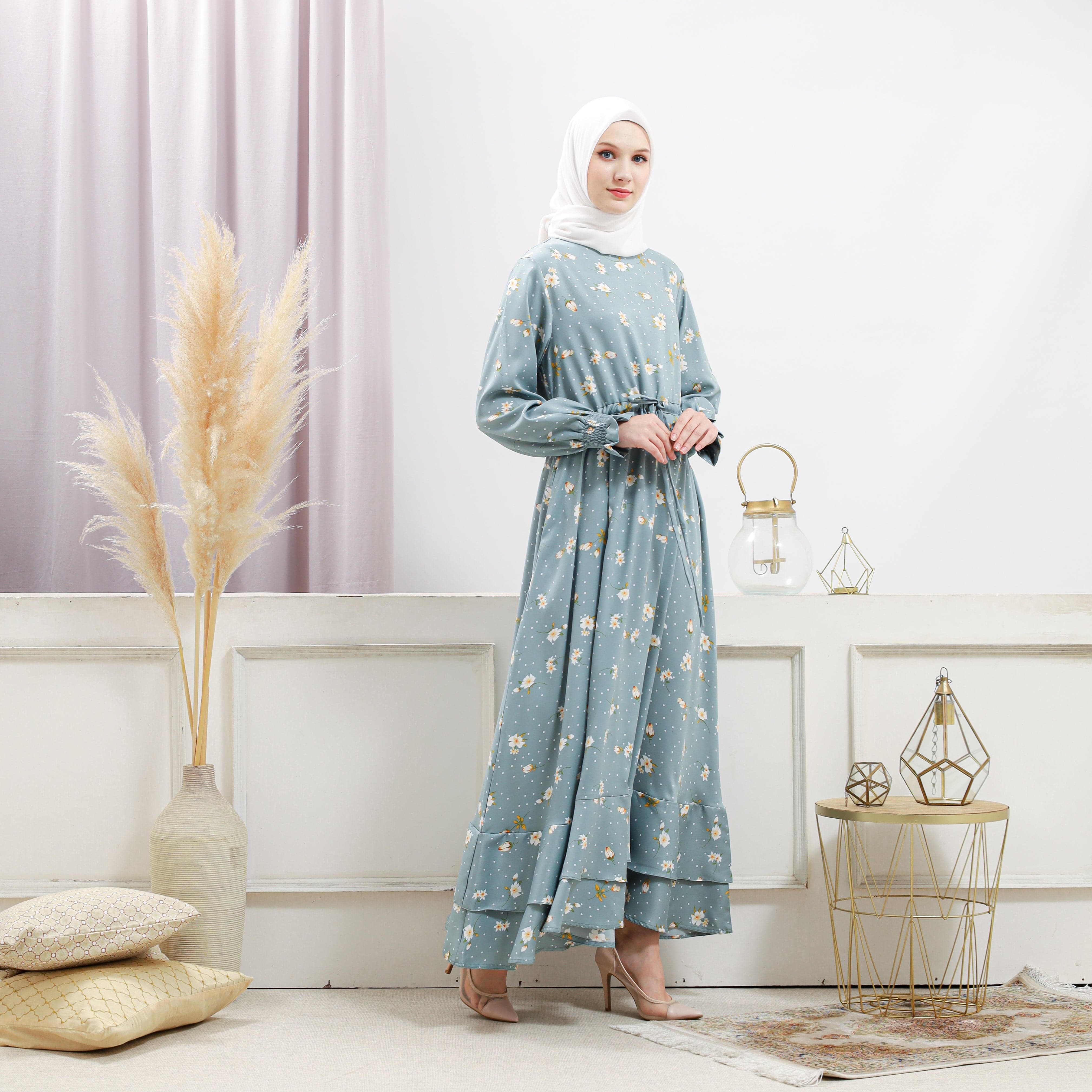 Burdaclothing Women's Turquoise Floral Dress