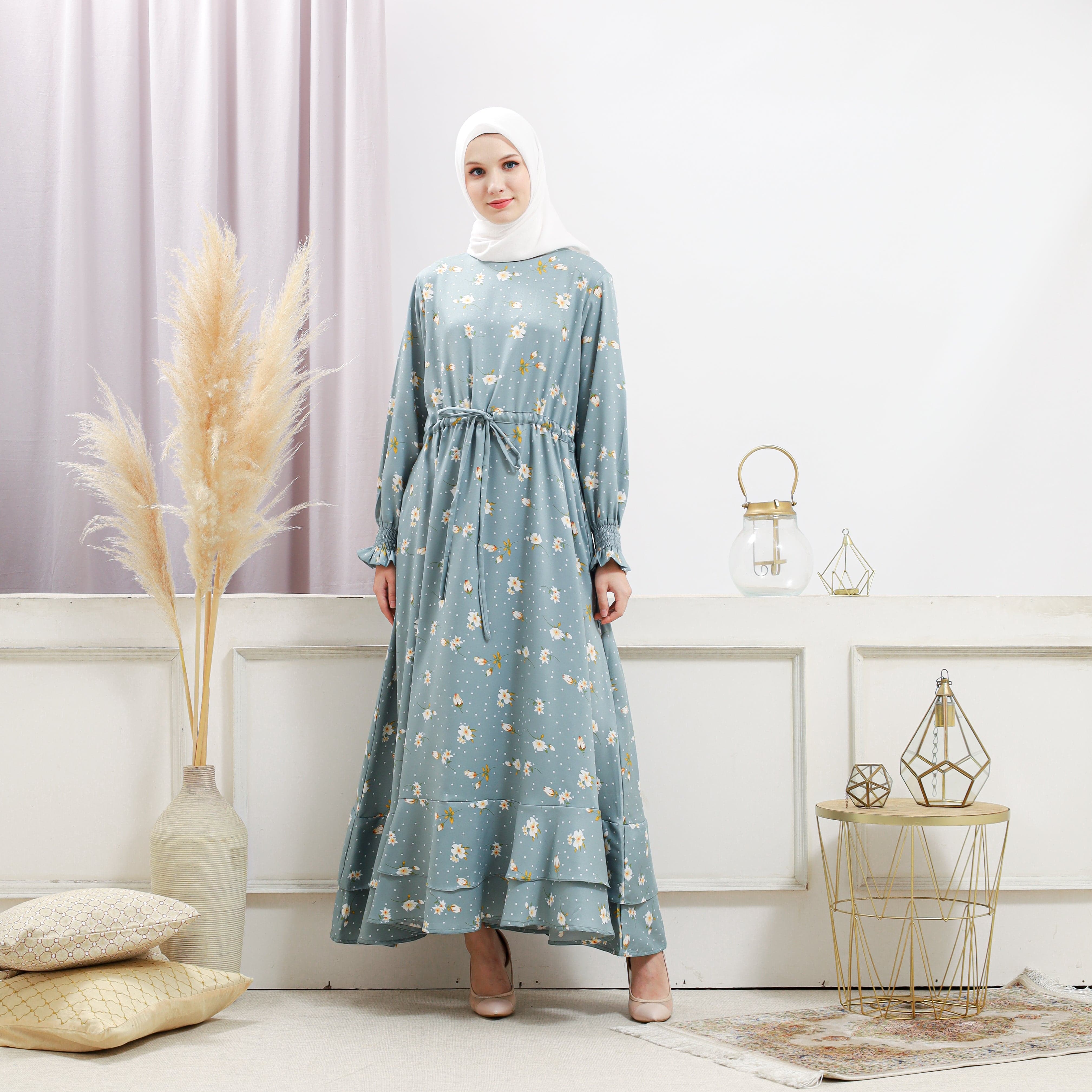 Burdaclothing Women's Turquoise Floral Dress