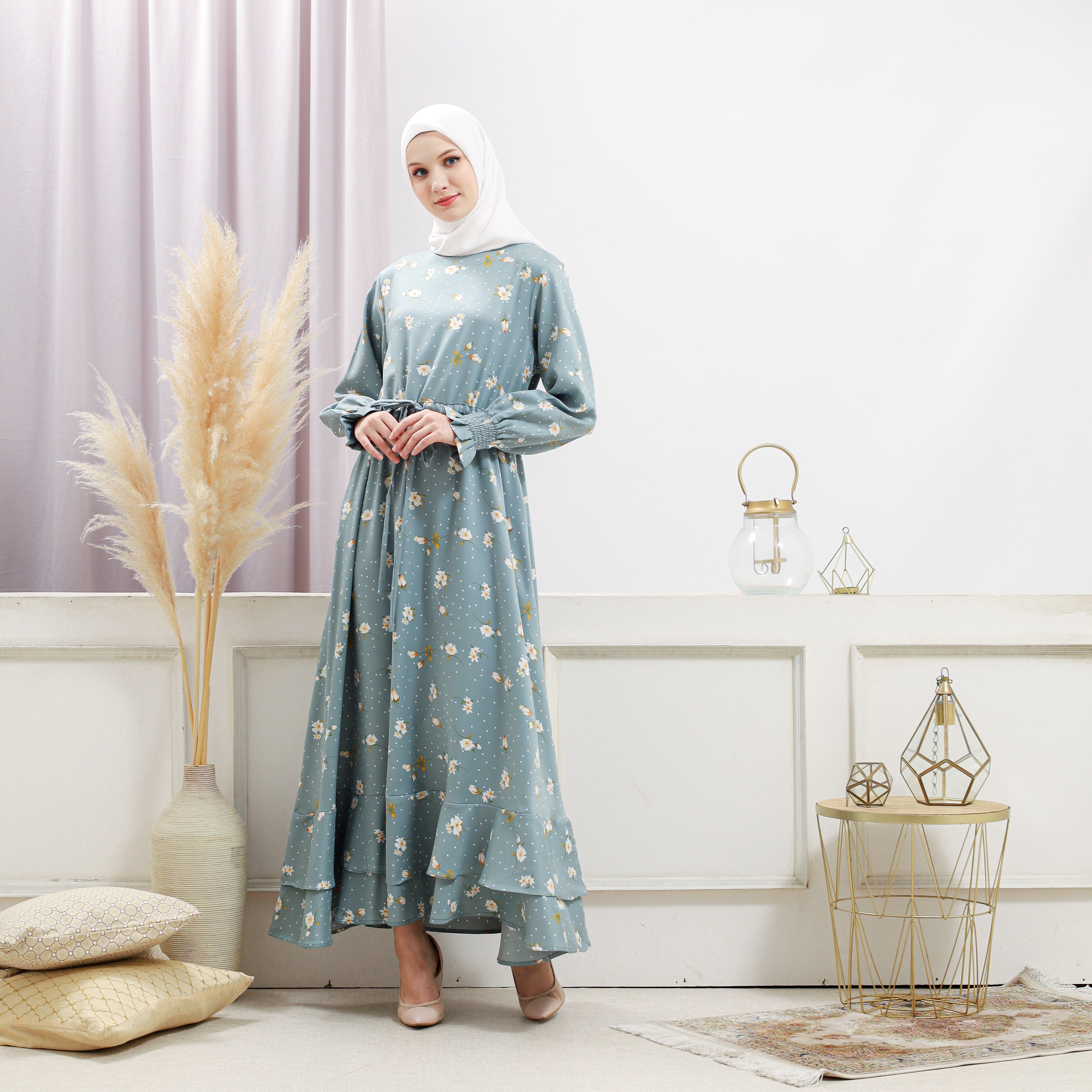 Burdaclothing Women's Turquoise Floral Dress