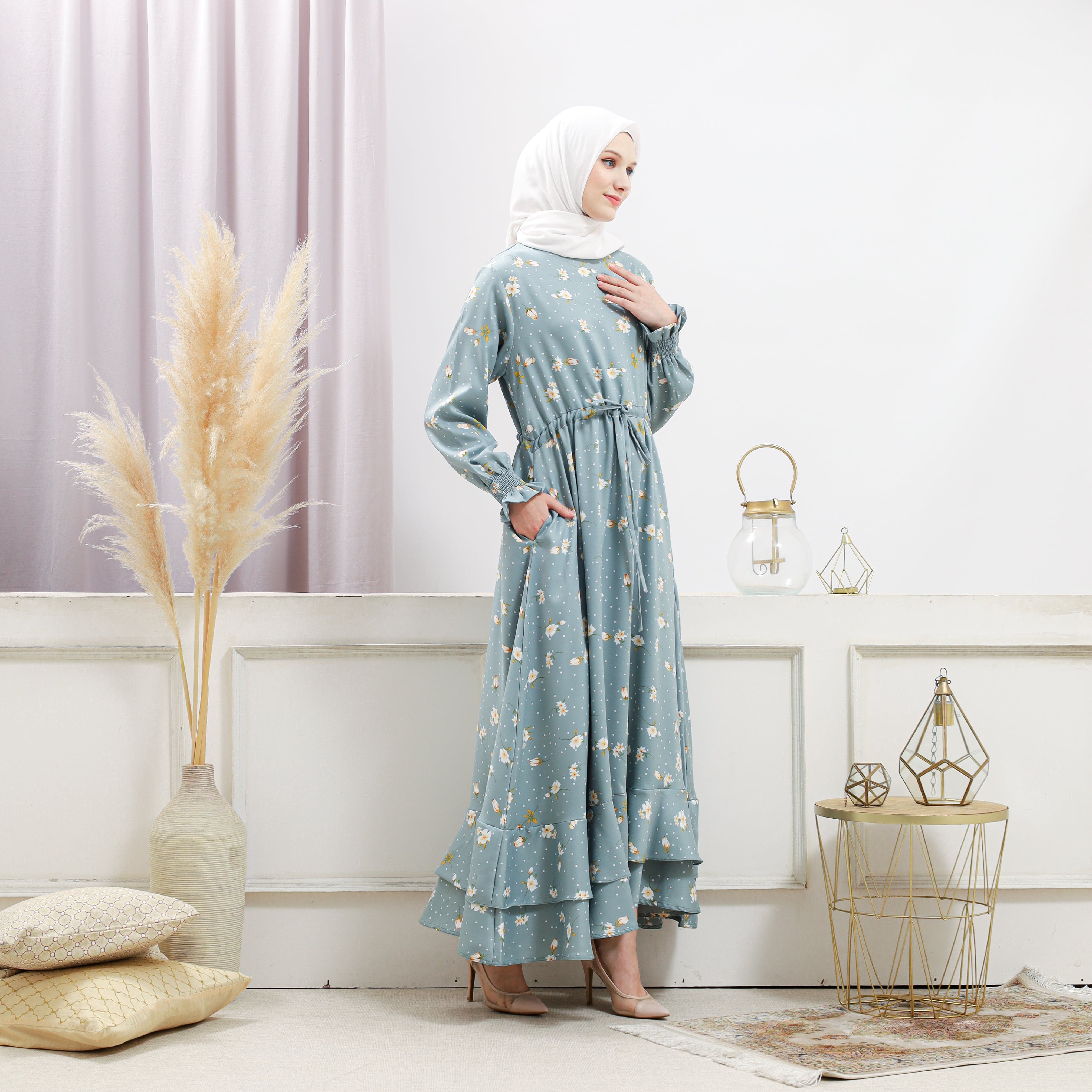 Burdaclothing Women's Turquoise Floral Dress