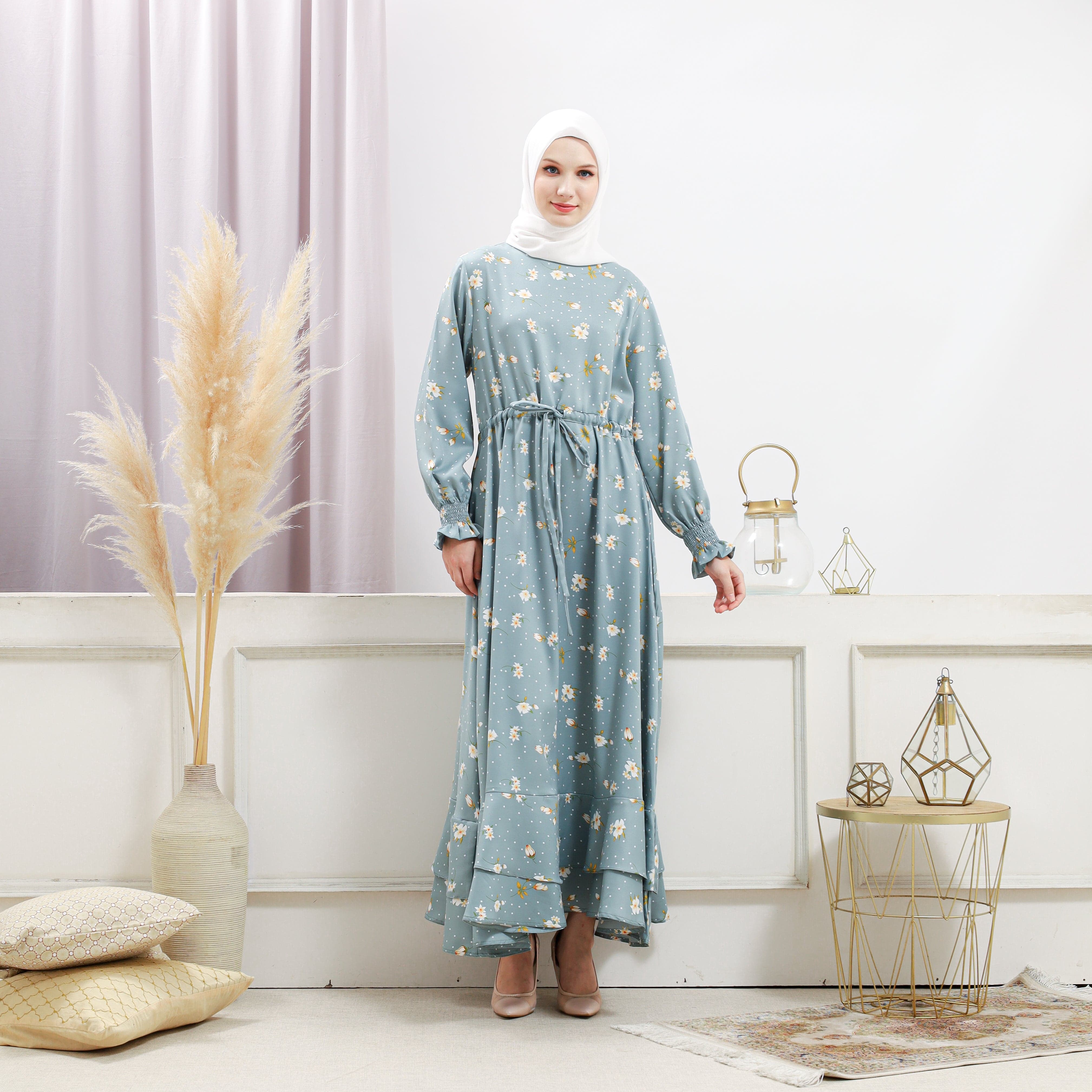 Burdaclothing Women's Turquoise Floral Dress