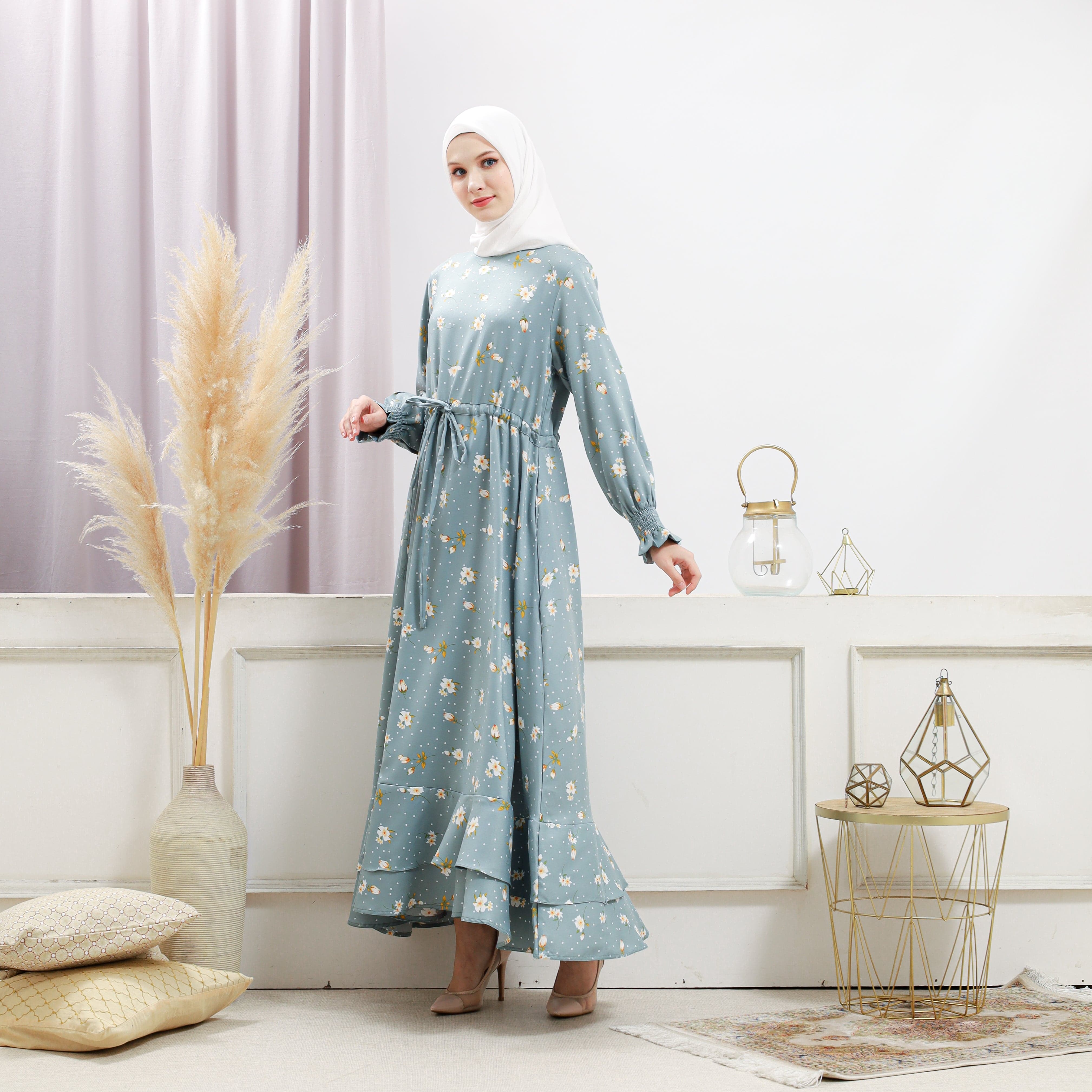 Burdaclothing Women's Turquoise Floral Dress