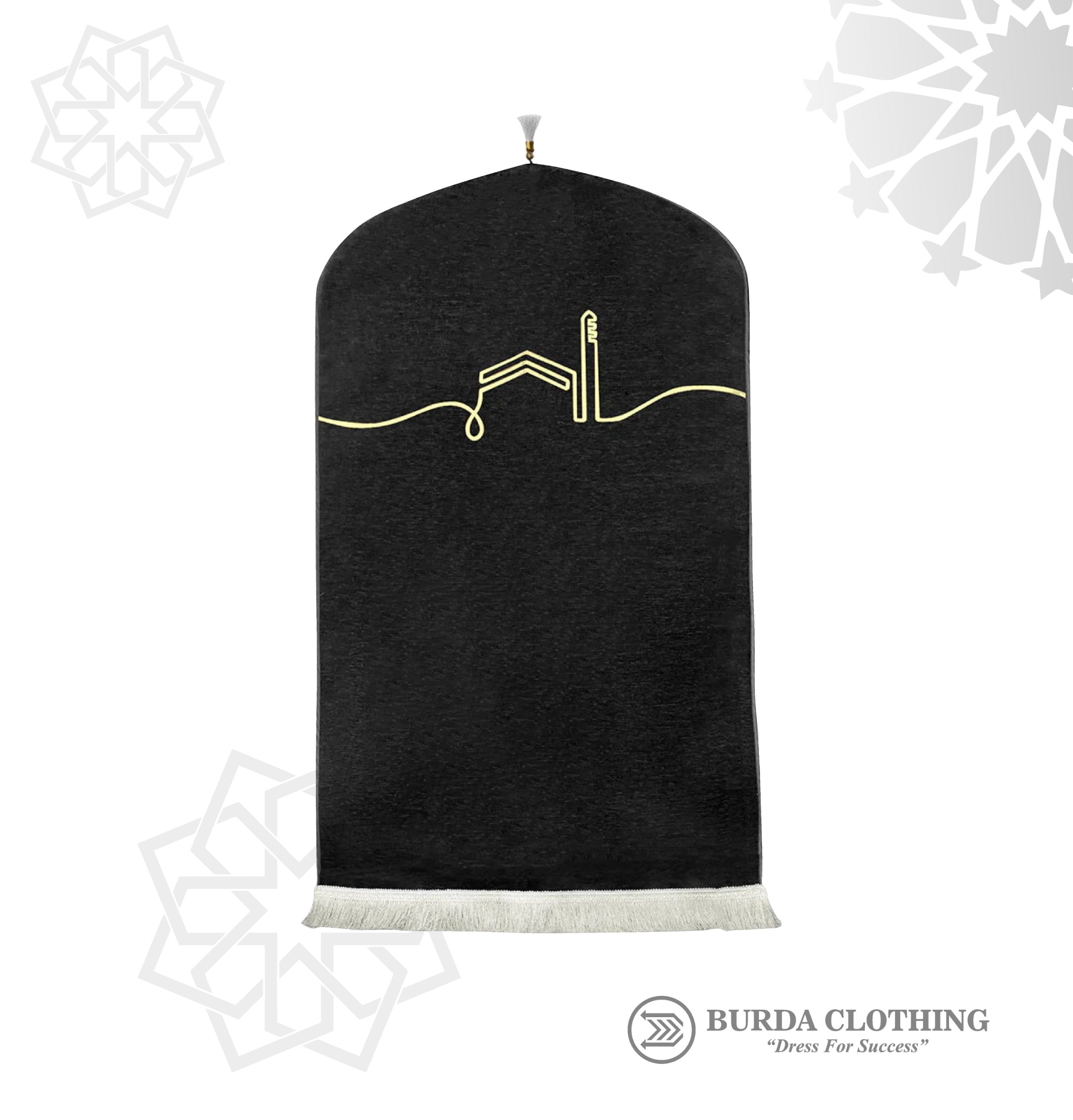 Woven Chennile Prayer Rug Black by Burdaclothing