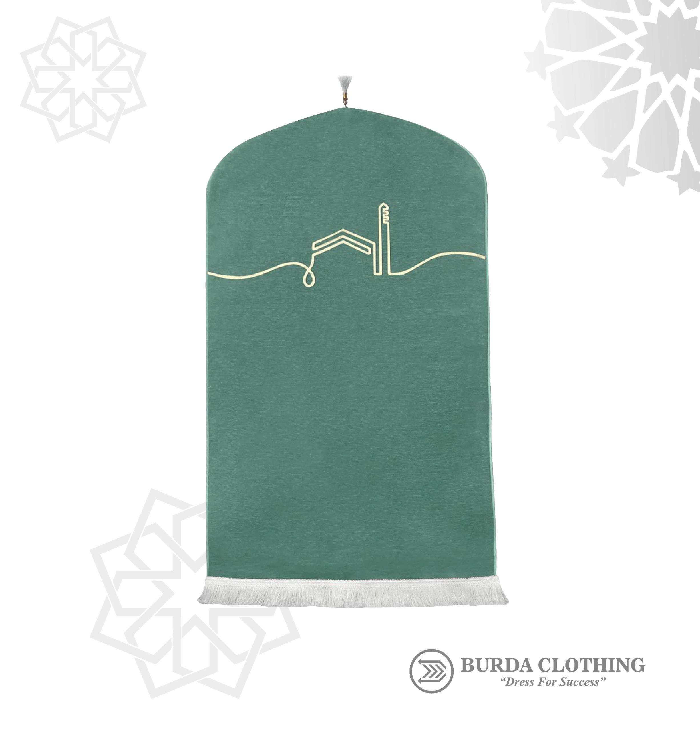 Woven Chennile Prayer Rug Green by Burdaclothing