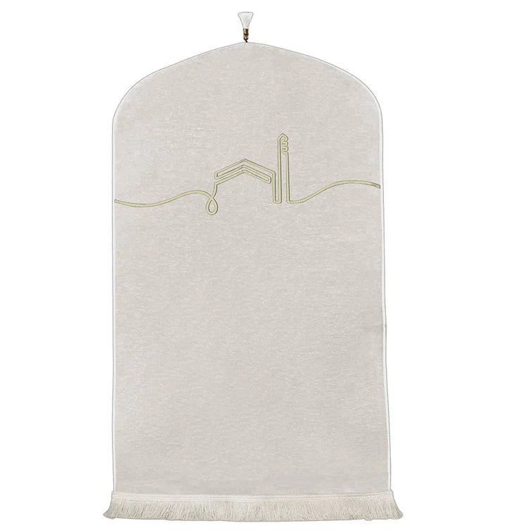 Woven Chennile Prayer Rug Light Beige by Burdaclothing