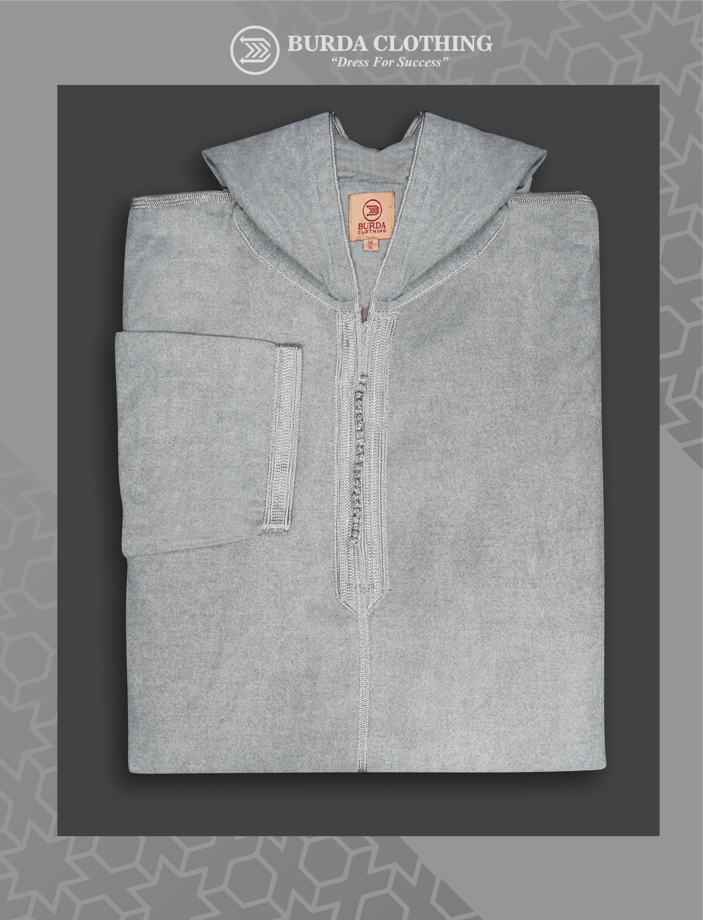 Moroccan Hoodie Elite Thobe Mlifa Djellaba Gray