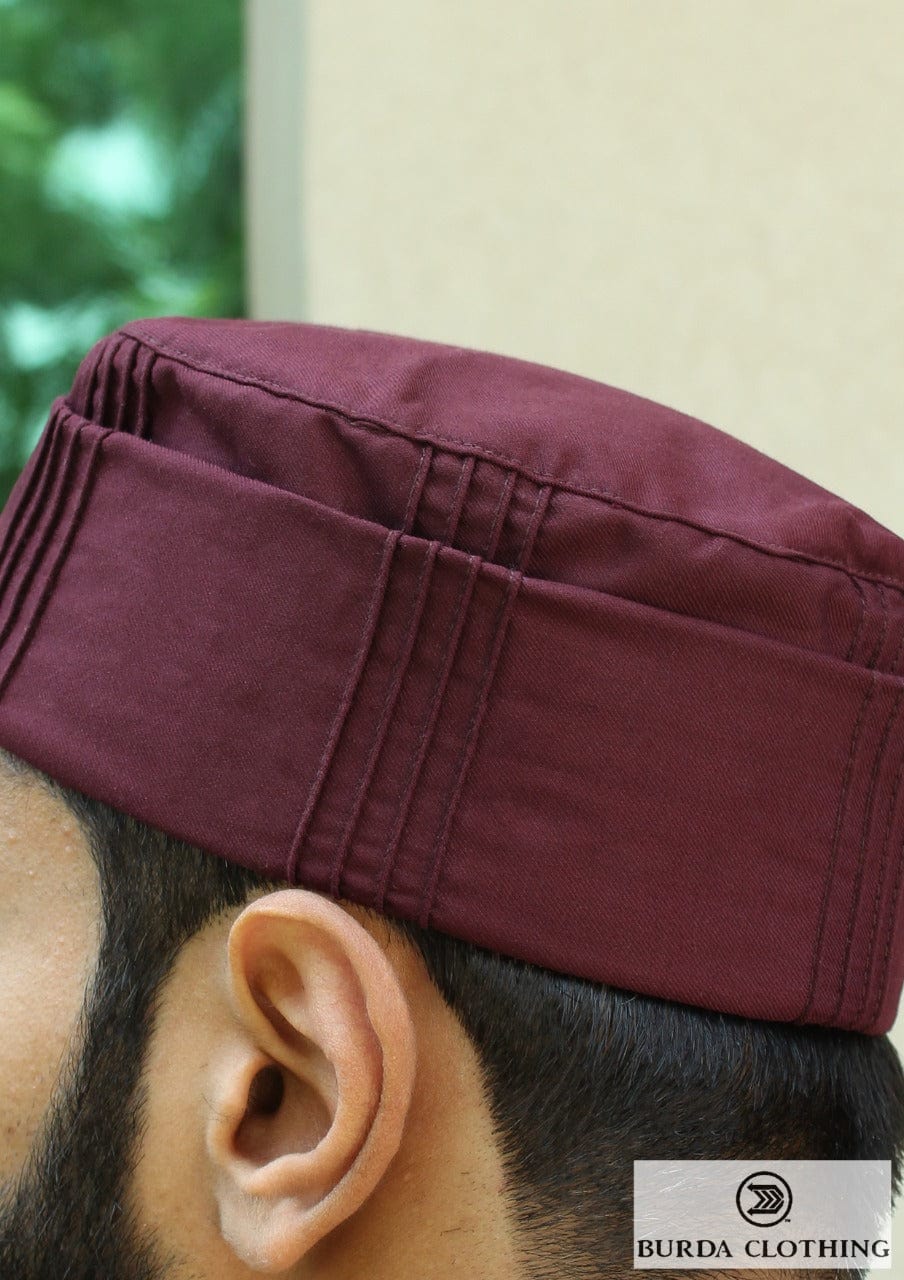 burdaclothing Maroon Folded Kufi