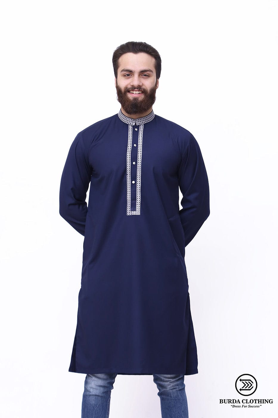Burdaclothing NAVY BLUE EMBROIDERY PREMIUM KURTA